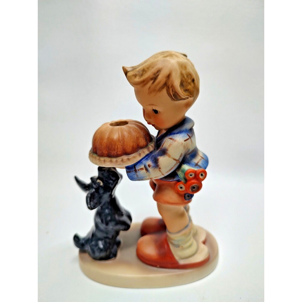 Vintage #9 Hummel Begging His Share Candle Holder Boy with Scotty Dog 5.25" Tall